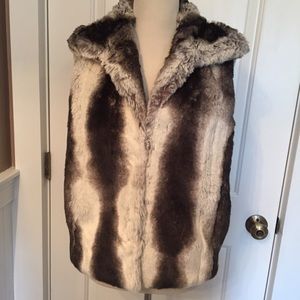 IMPOSTER NEW VEST JACKET WHITE GRAY SIGNATURE FAUX FUR Size S NWT COAT